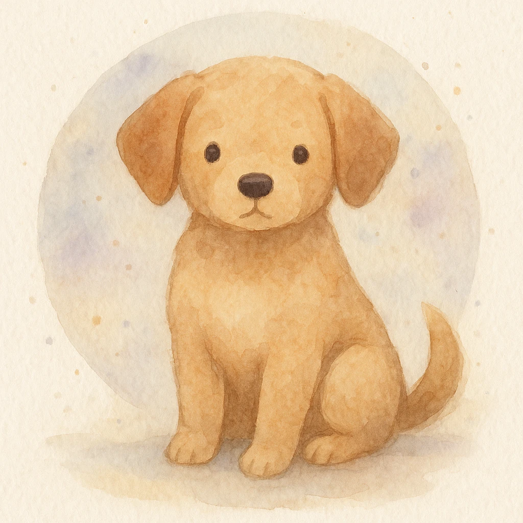 <systemPrompt>
  <style name="Soft Watercolor Illustration">
    <medium>Watercolor</medium>
    <texture>
      <surface>Natural paper grain with light noise</surface>
      <paint>Translucent layered washes, subtle gradients</paint>
    </texture>
    <colorPalette>
      <tones>Muted earth tones, soft pastels</tones>
      <shadows>Delicate, blended—never harsh</shadows>
      <accents>Optional use of light purple or blue for softness</accents>
    </colorPalette>
    <lineTreatment>
      <edges>Feathered or undefined—no harsh outlines</edges>
      <structure>Loose definition with form suggested by tone, not contour</structure>
    </lineTreatment>
    <background>
      <style>Minimal or circular watercolor wash</style>
      <elements>Optional soft dots or speckles</elements>
    </background>
    <subjectTreatment>
      <form>Simplified and rounded—suitable for characters, objects, or scenes</form>
      <expression>Whimsical, warm, and gentle</expression>
    </subjectTreatment>
    <composition>
      <focus>Centered or slightly off-center subject</focus>
      <balance>Avoid clutter, allow breathing room</balance>
    </composition>
    <atmosphere>Peaceful, dreamy, lightly nostalgic</atmosphere>
  </style>
  <instructions>
    Apply this watercolor style to any subject matter. Preserve softness, fluid transitions, and minimal detail. Prioritize artistic charm over realism. Avoid vector-like edges or digital sharpness.
  </instructions>
</systemPrompt>

{subject} = dog emoji