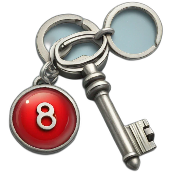 Old silver key with red float key ring emoji