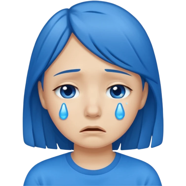 sad girl crying with blue tears wearing a blue tshirt emoji