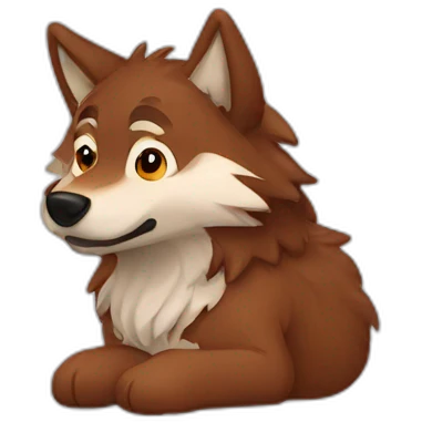 Brown cute Wolf furry dreaming emoji