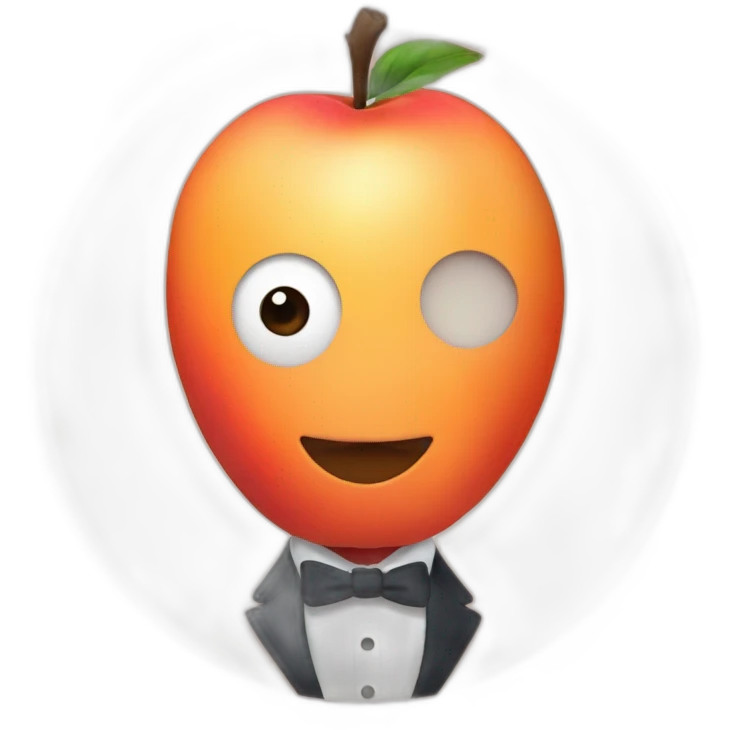 macron behind a peach emoji