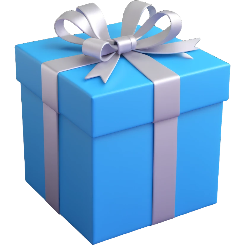 gift box, blue with silver ribbon emoji