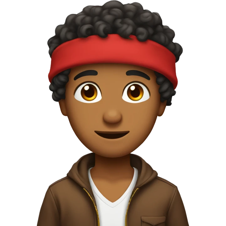 Punjabi Brown boy with curly hair and a red top and hat and gold chain emoji