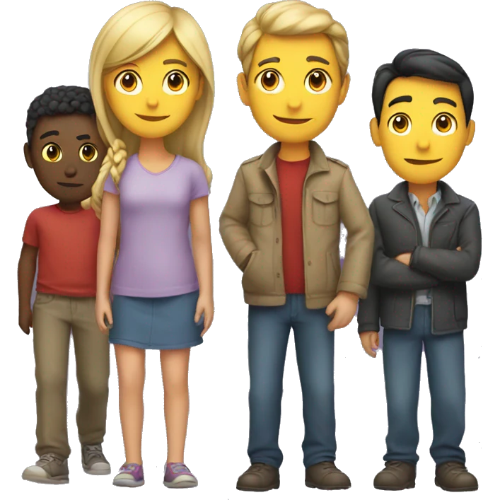 a girl with three man behind her emoji