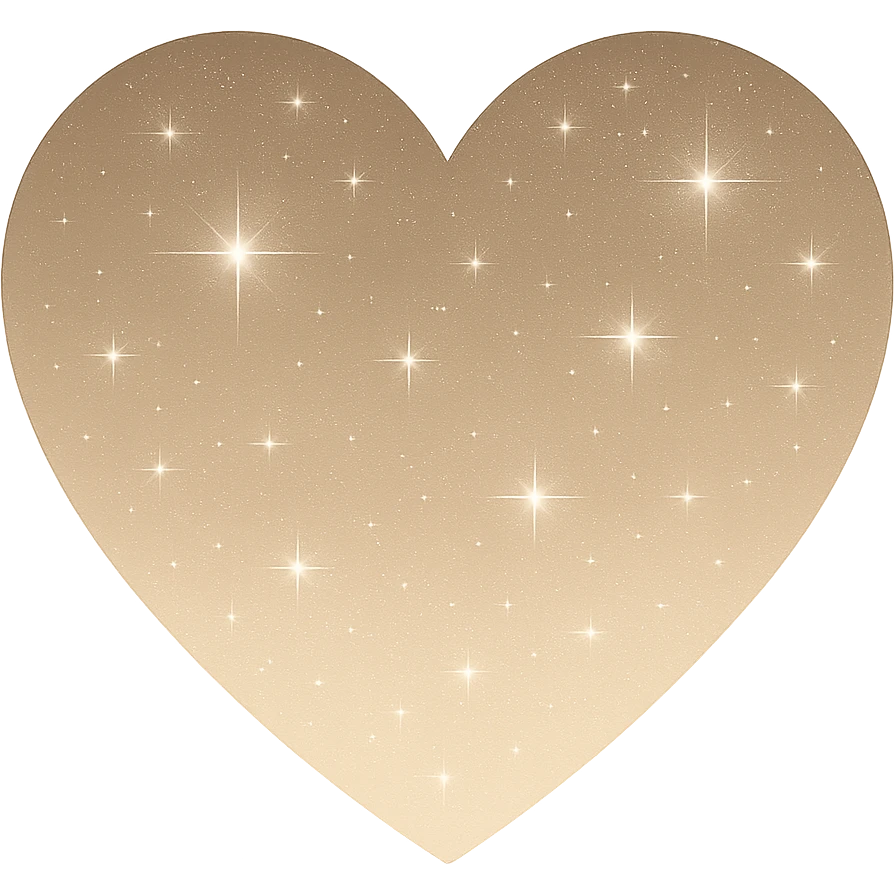 Modify the heart with a night sky gradient to beige night theme with a beige gradient, more stars, and a soft glow. Remove the background entirely  emoji