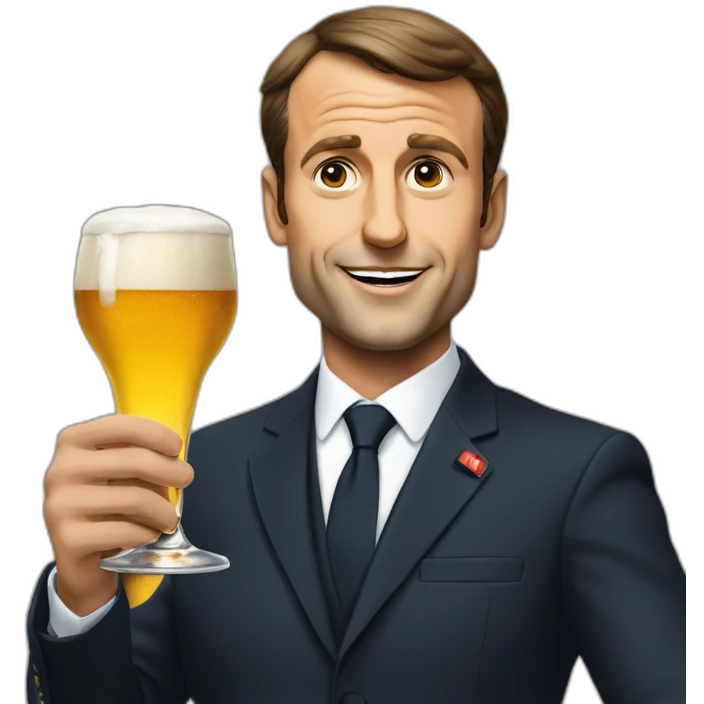 Macron sur un chien avec une pinte de bière à la main emoji