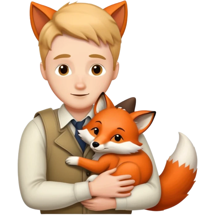 white male hugging a fox emoji