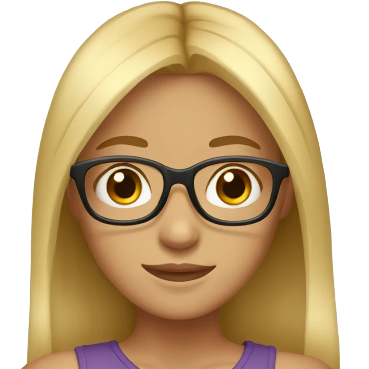 a girl with blonde and long hair who use glasses and has brown eyes emoji
