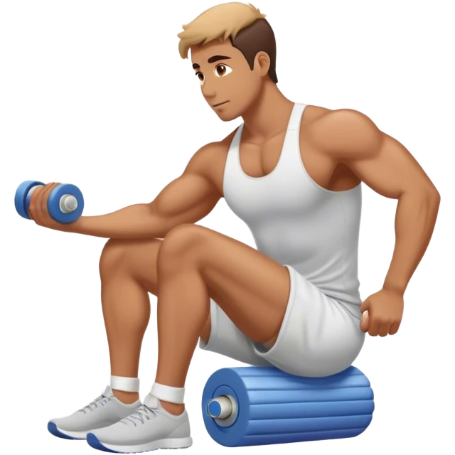 gym guy foam-rolling emoji