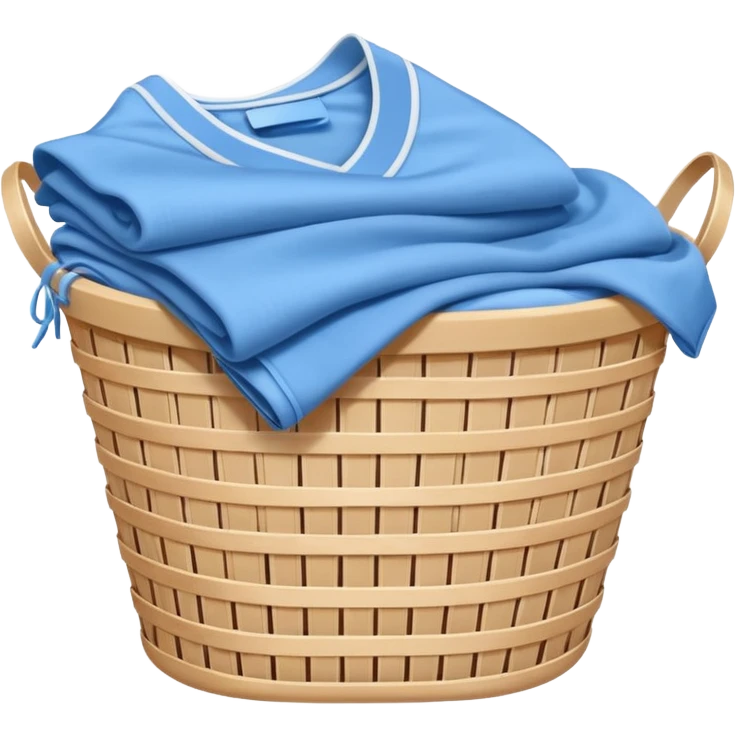 white LAUNDRY BASKET WITH FOLDED blue CLOTHES emoji