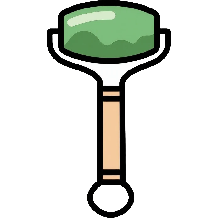 Jade facial roller, minimalist, rounded, soft pastel colors, skin care accessory emoji