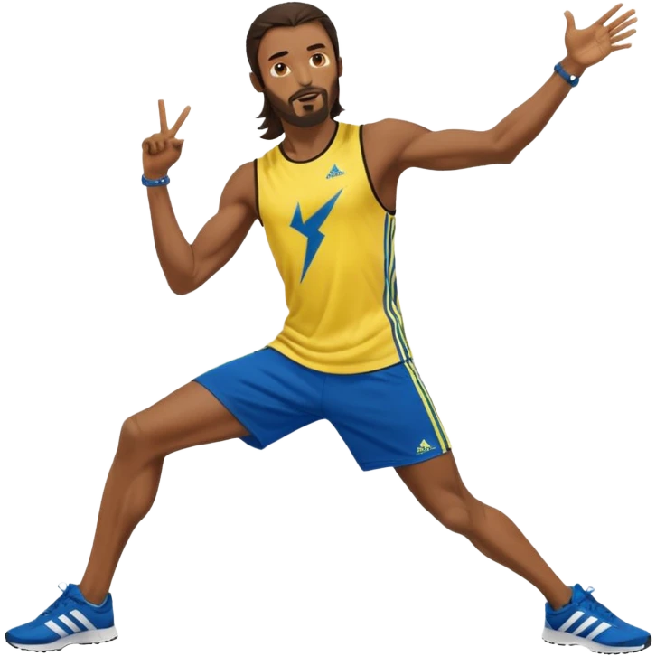 jesus in adidas clothes looking cool doing Usain bolt's move emoji