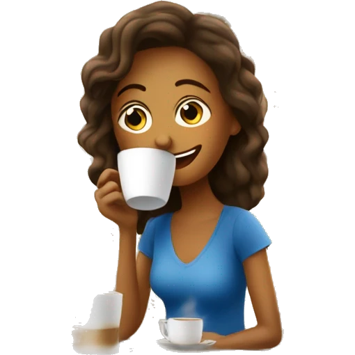 a woman drinking coffee on back of a patio home emoji
