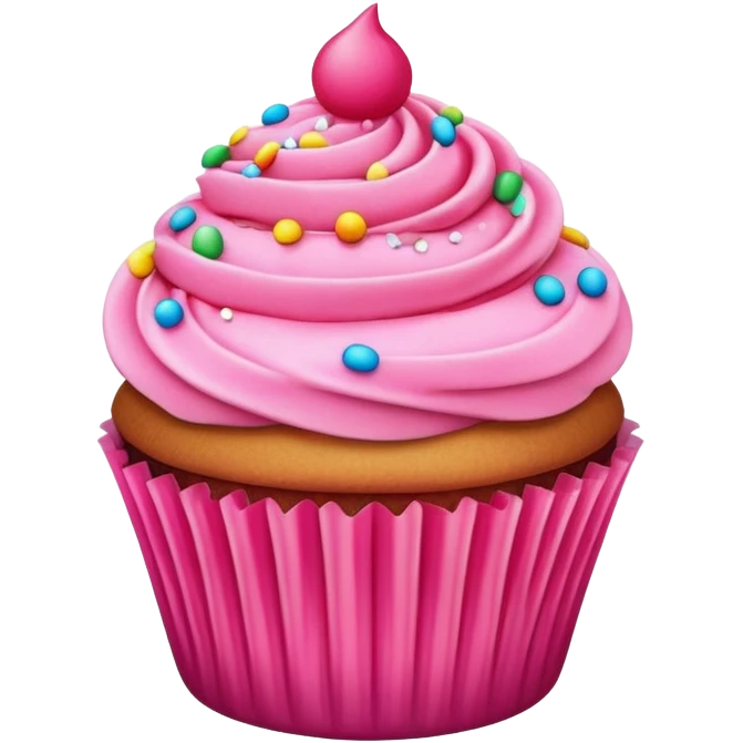cupcake with bright pink frosting and sprinkles emoji