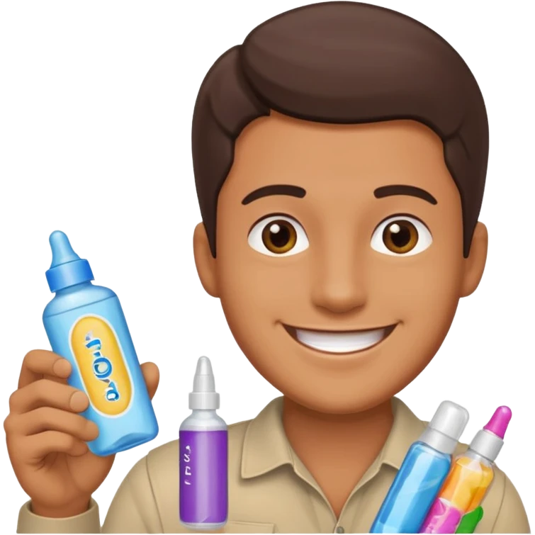 a guy with a dildo,condoms, and lube emoji