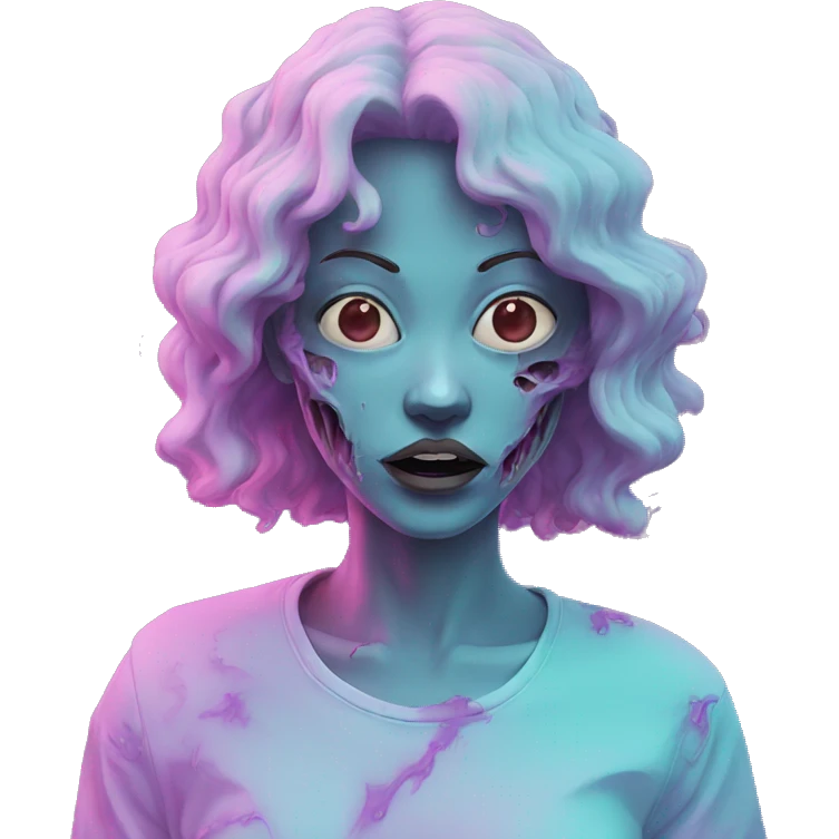 Vaporwave person, half person face half zombie face emoji