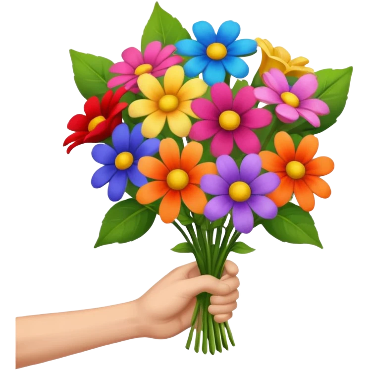 Male hand give a bogue of flowers emoji