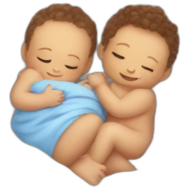 babies in love cuddle in ball of duvet emoji