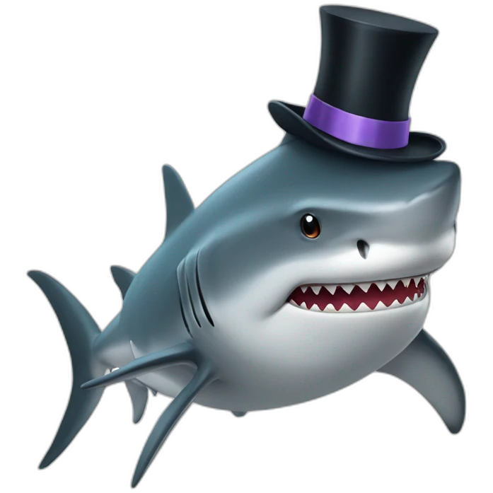 Shark with a top hat emoji