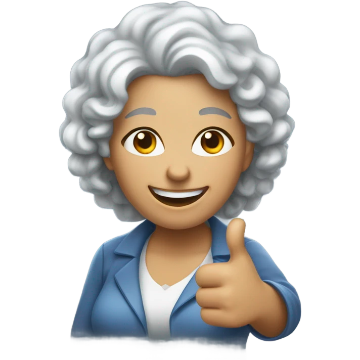 Silver curly hair white lady with thumb up emoji