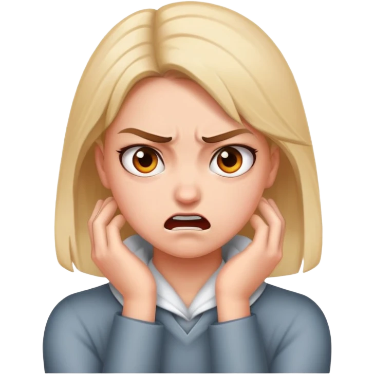 girl with hands around her neck mad emoji