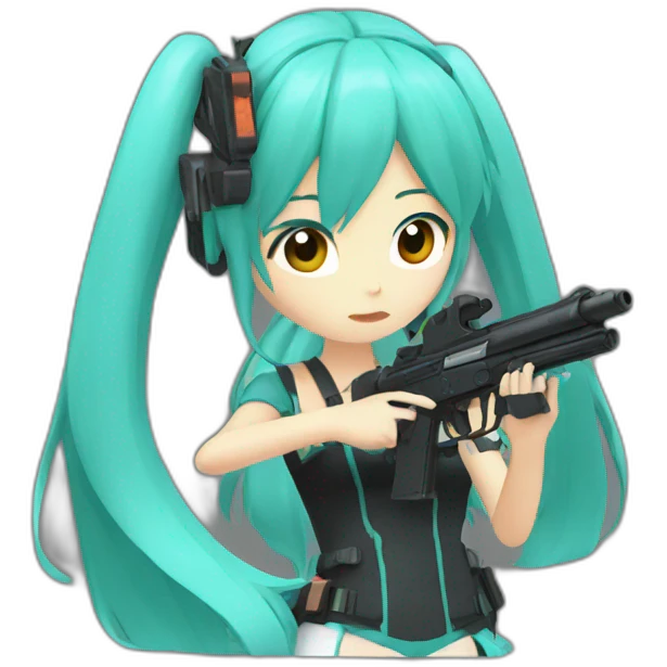 miku with a gun emoji