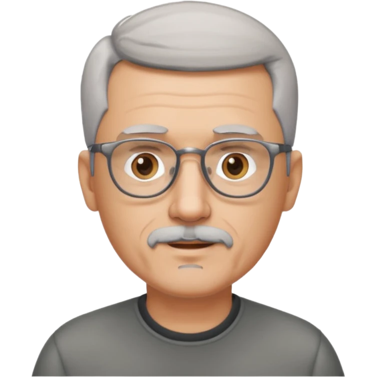 54 year old man, short shaved grey hair, goatee, glasses emoji