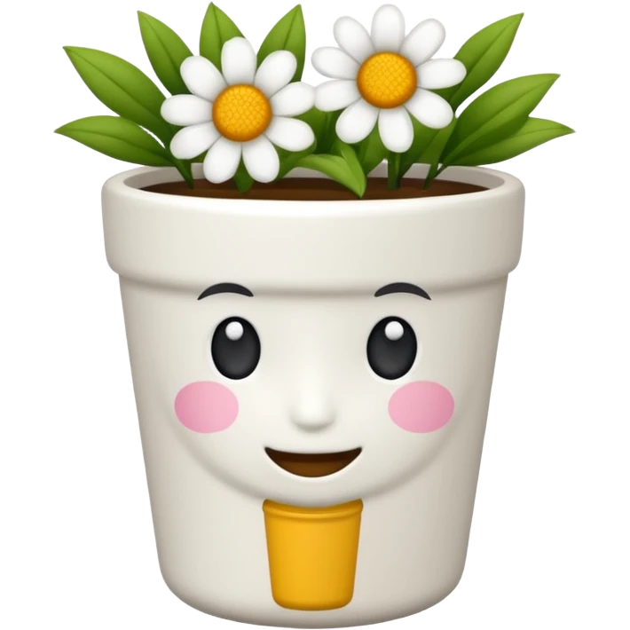 vaso branco sem flores e desenhos emoji