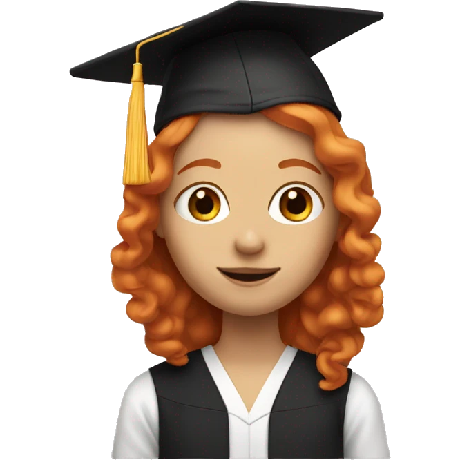 one ginger girl with long hair and a graduation hat emoji