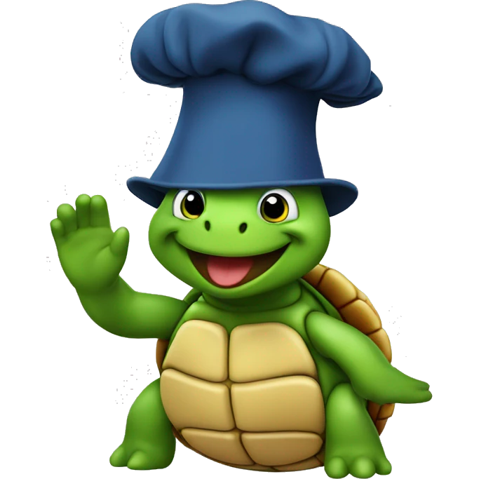 Saluting turtle in chef's hat emoji