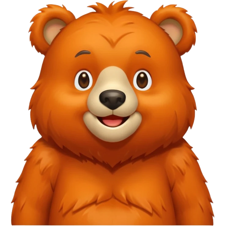 Create a orange friendly bear, make him look like from a kid cartoon and make him smile. Show his whole body emoji