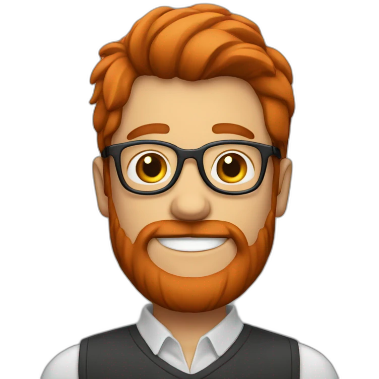 Happy man red haird with beard and glasses emoji