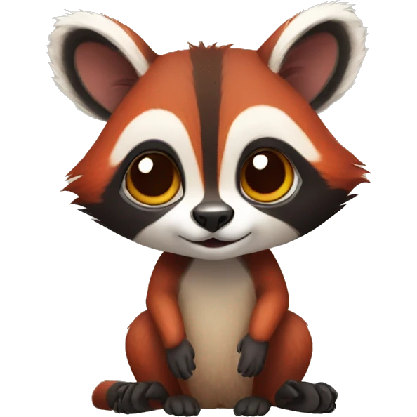 Cute red raccoon-lemur-hybrid full body emoji