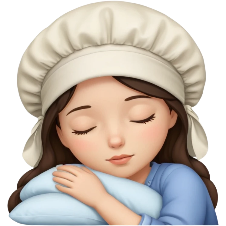 Brunette girl sleeping with bonnet on emoji