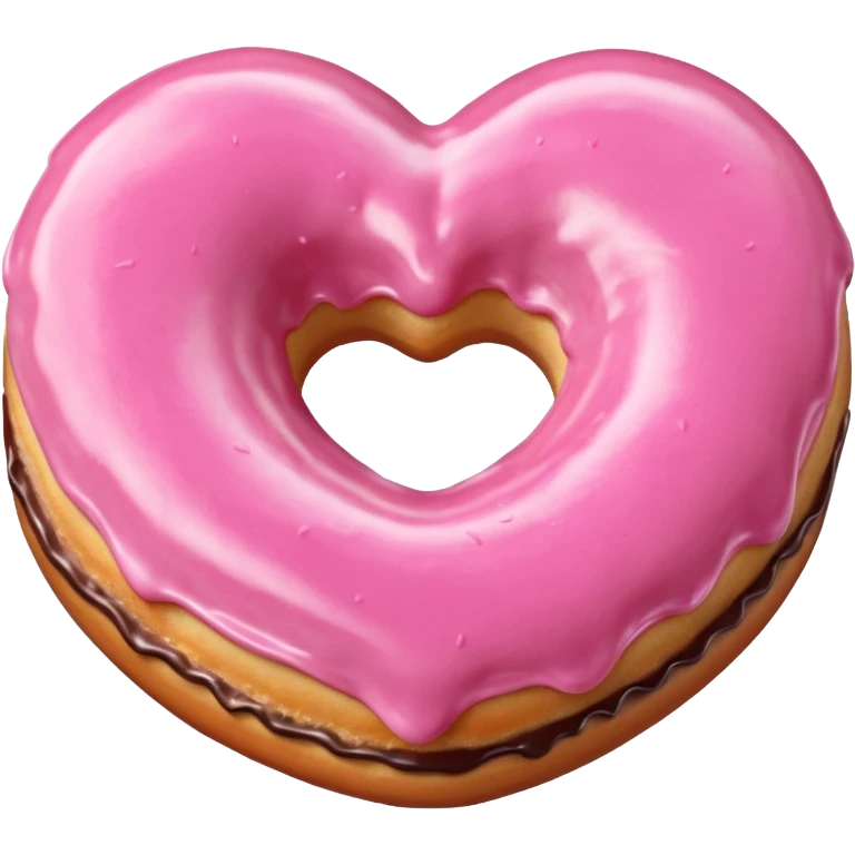 Realistic isolated heart shaped donut with pink frosting. emoji