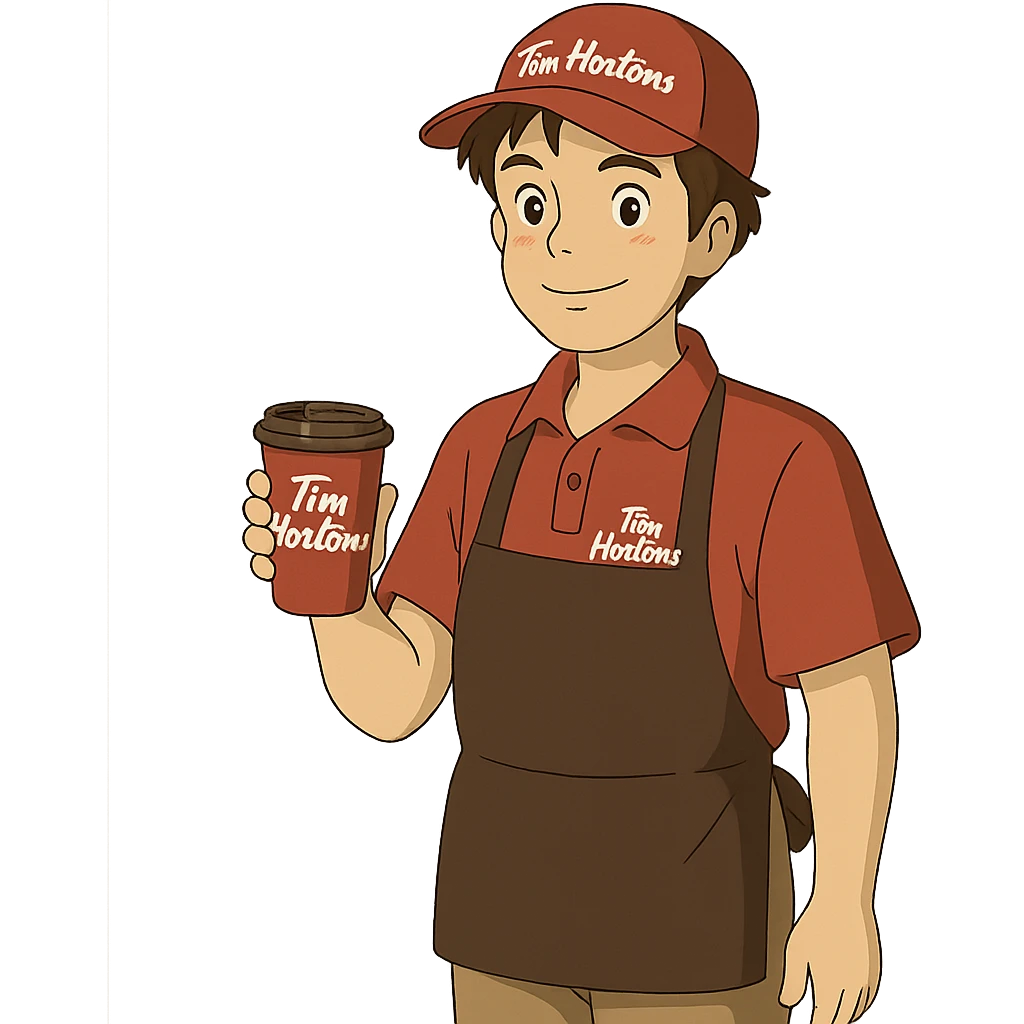 ghibli style Tim Hortins character emoji