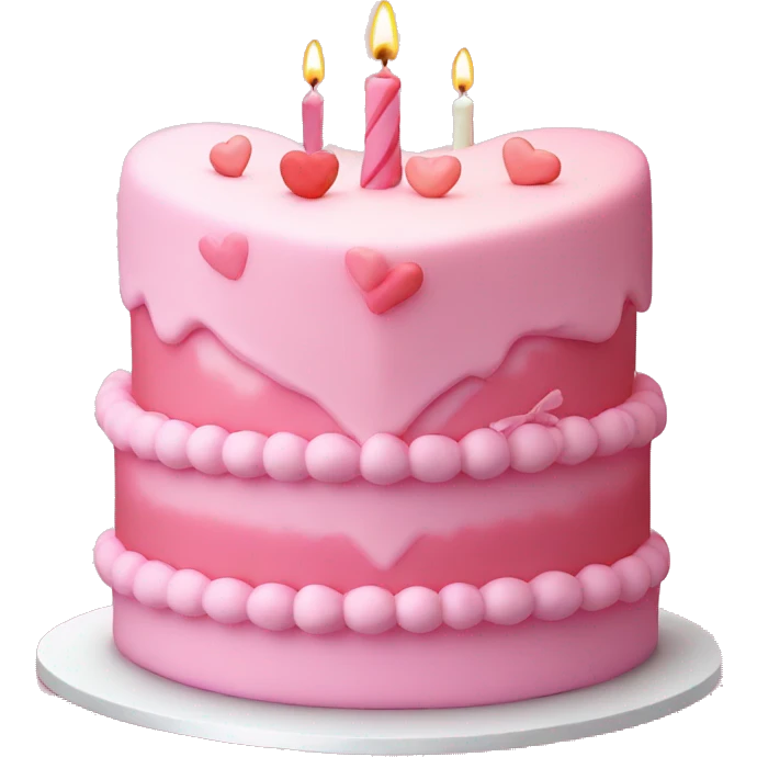 Pink heart shaped fancy birthday cake emoji