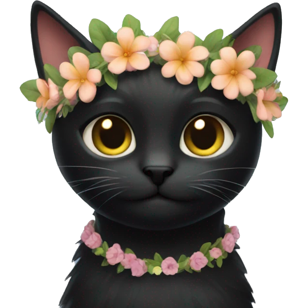 black cat with flower crown emoji