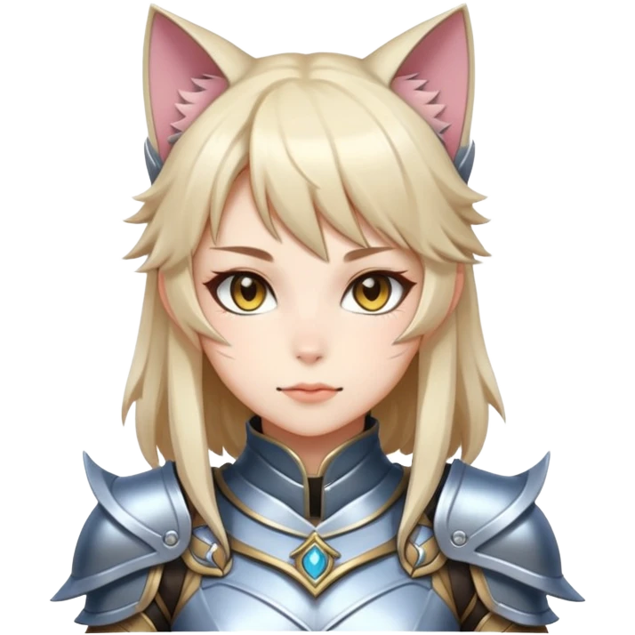 catgirl in fantasy armor, elegant, anime style emoji