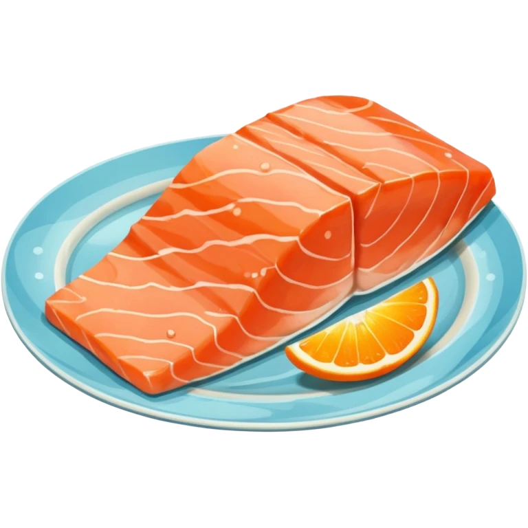 create a Slice of Salmon

Camera angle: slightly elevated top-down view with a gentle bird’s-eye perspective (about 15–20°), identical perspective and scaled do not add anything  on plate only the slice of salmon  emoji