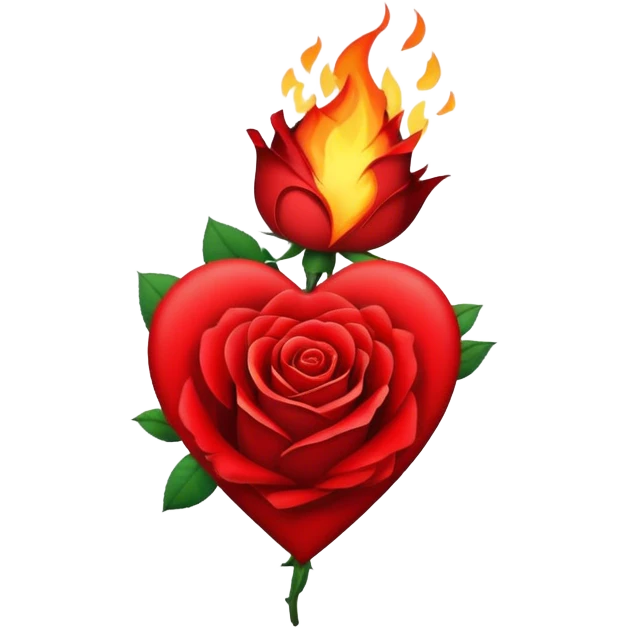 a burning heart with a rose emoji