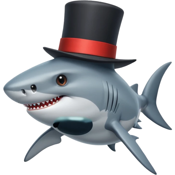 Shark with a top hat emoji