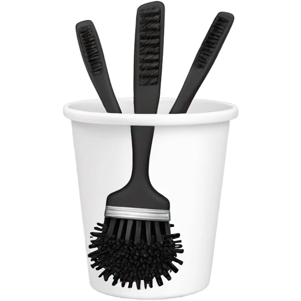 hair brushes in a white cup holder emoji