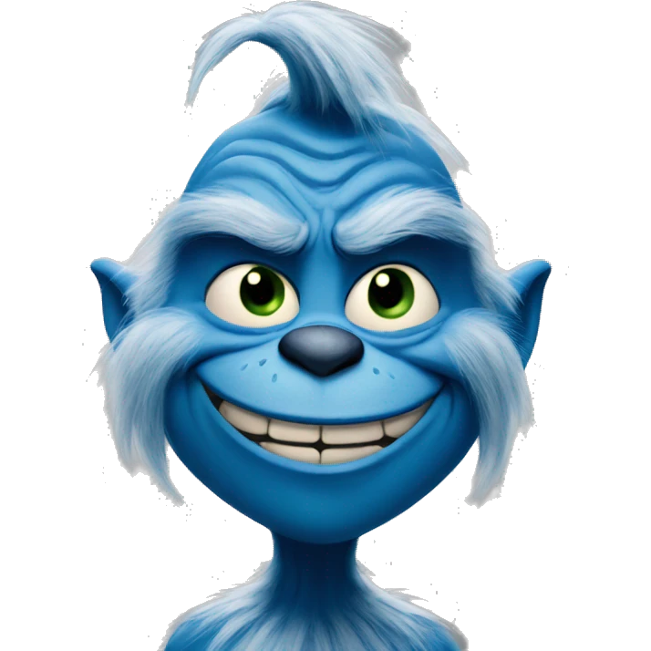 Blue Grinch smirking emoji