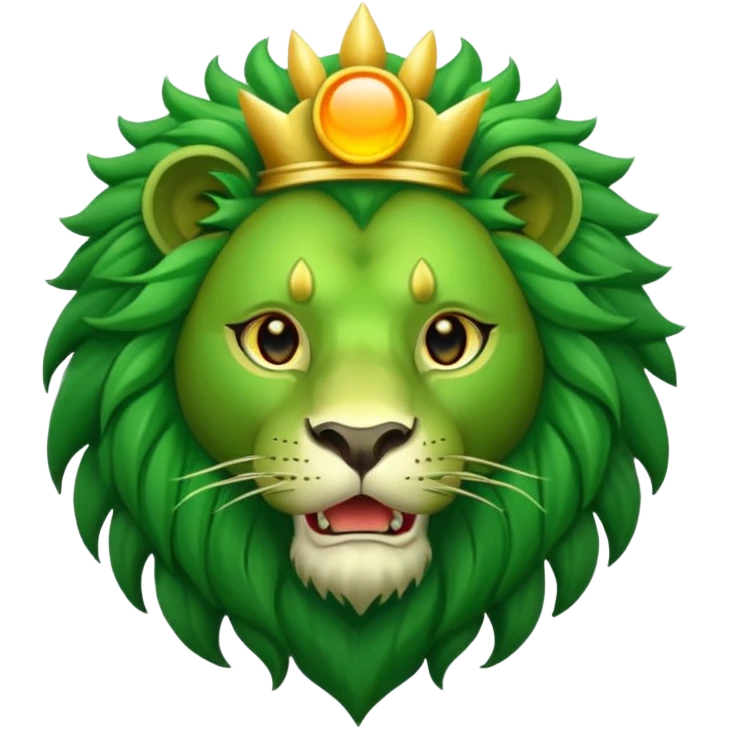 Majestic green lion with sun in his mouth emoji