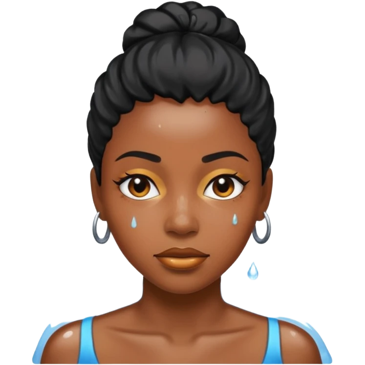 Black woman sweating water emoji