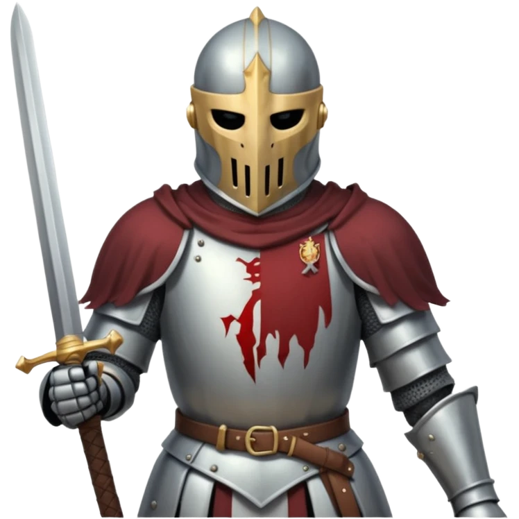 Headless Knight with Sword close up with horror look emoji