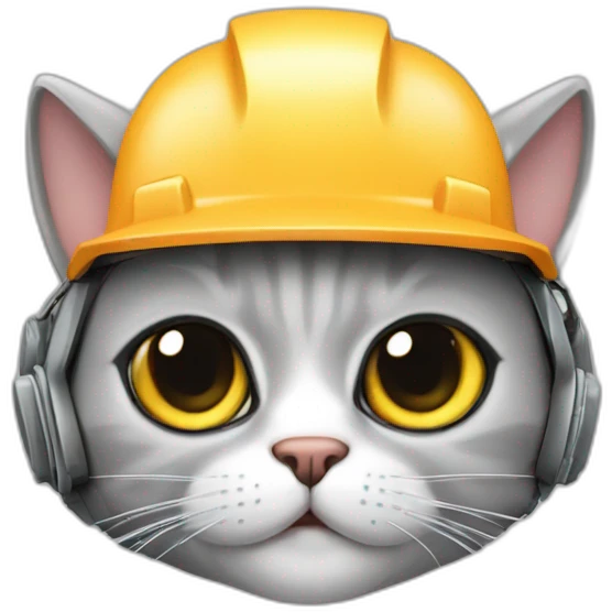 Gato gris con casco de construccion  emoji