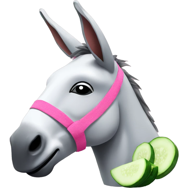 Pink donkey relaxing with cucumbers on eyes emoji