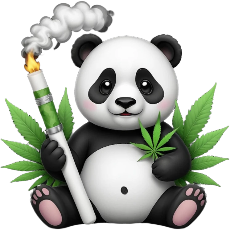 Panda smoke With Both Hands one very big joint / marihuanna emoji
